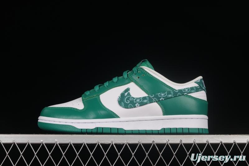 NIKE DUNK Low Green Paisley Cashew Flower White Green SB Buckle Shredded Backboard Fashion Casual Sneakers DH4401-102