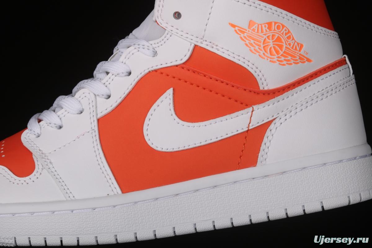 Air Jordan 1 Mid White Orange Zhongbang Basketball shoes CZ0774-800