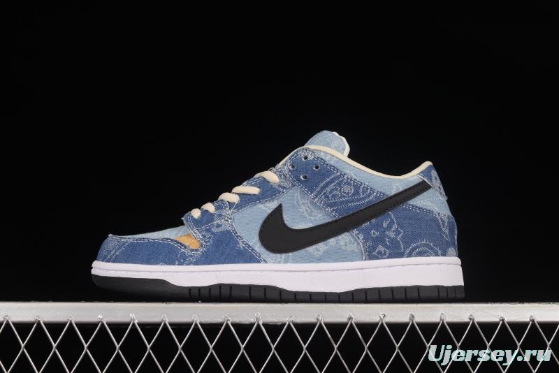 Circlecustom x NIKE DUNK Low co-branded custom cashew denim low-top skateboard shoes BQ6817-168