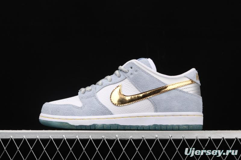 Sean Cliver x NIKE SB DUNK Low Pro QS artist's skateboard shoes DC9936-100 with lower top