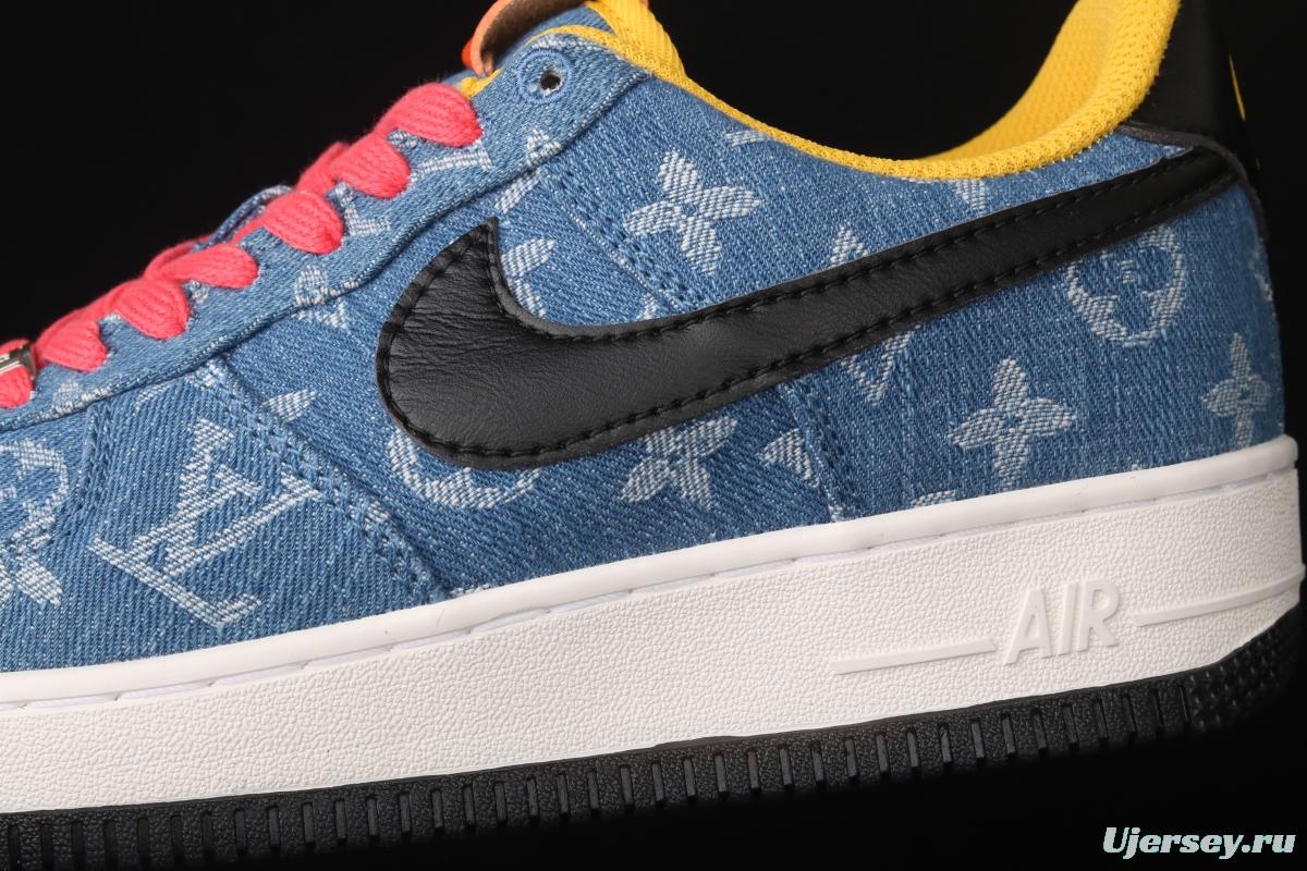 NIKE Air Force 1y07 Levitte denim series LV co-named leisure sports board shoes 315111-222,