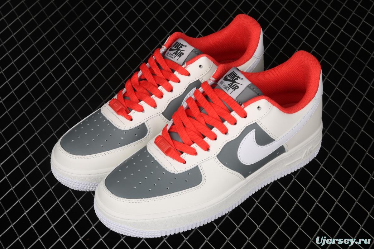 NIKE Air Force 1' 07 Low gray-red pigeon color matching low-top casual board shoes CT3427-900