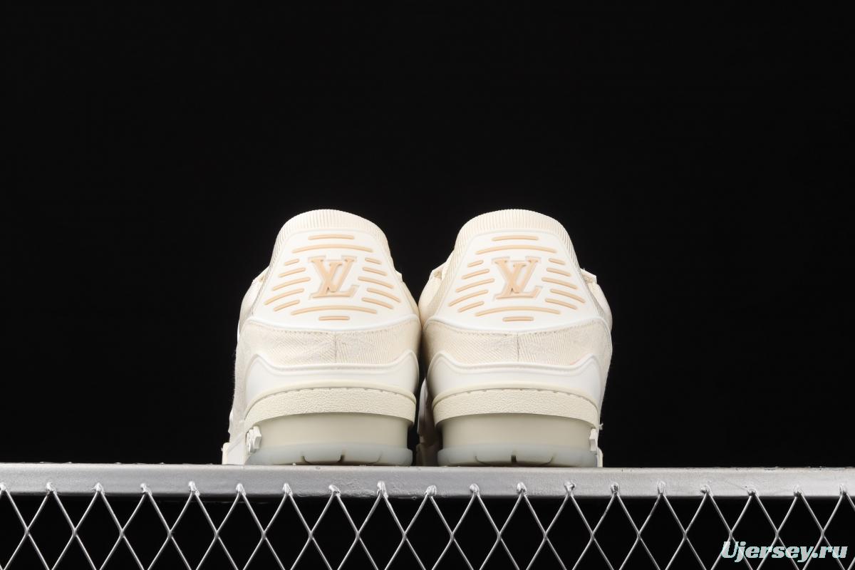 Authentic LV 2021ss early spring fashion catwalk sneakers 400N APRICOT