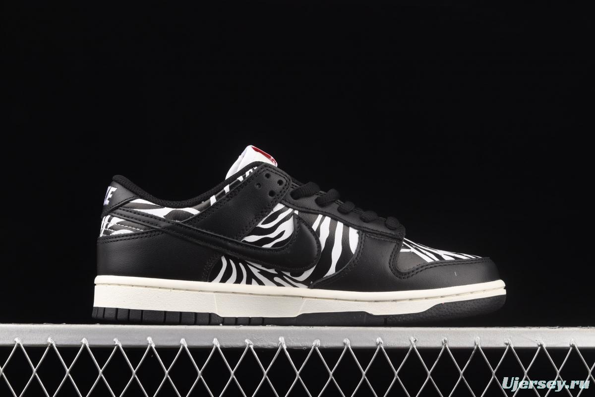 Quartersnacks x NIKE SB DUNK Zebra black and white zebra stripes joint style low-side sports and leisure board shoes DM3510-001