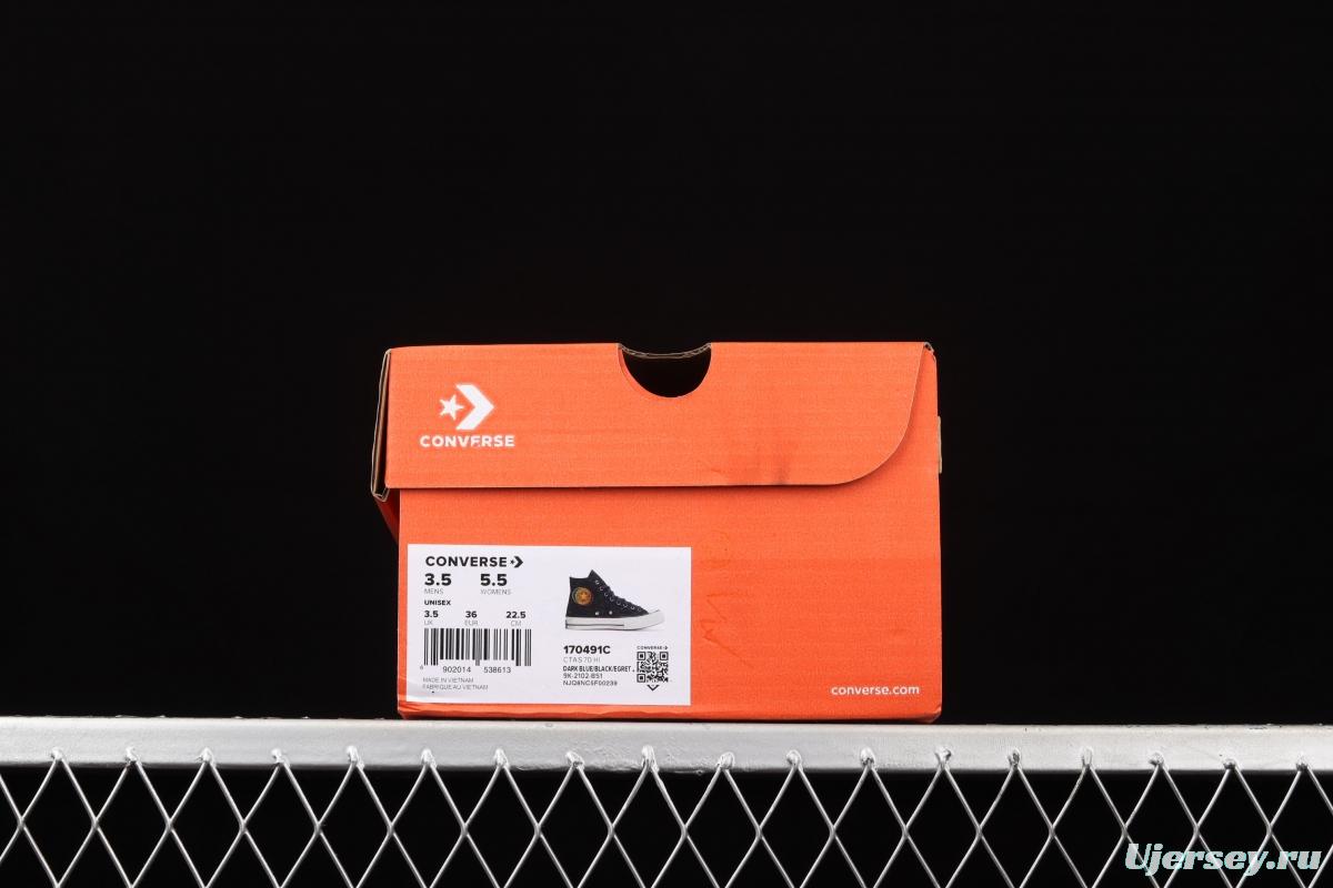 Converse 1970's soul city series Shanghai limited neon dark night blue high upper board shoes 170491C