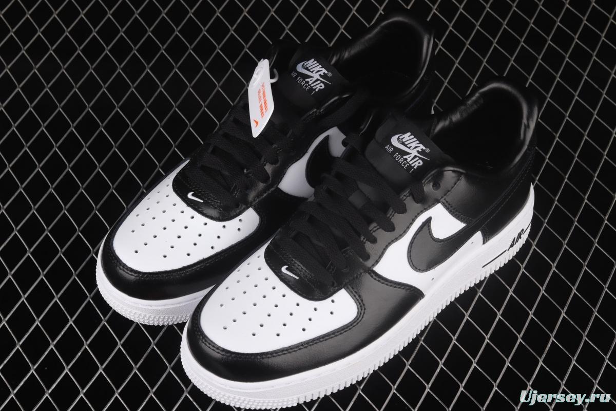 NIKE Air Force 1x07 Low black and white lacquered leather low-top casual board shoes AQ4134-100