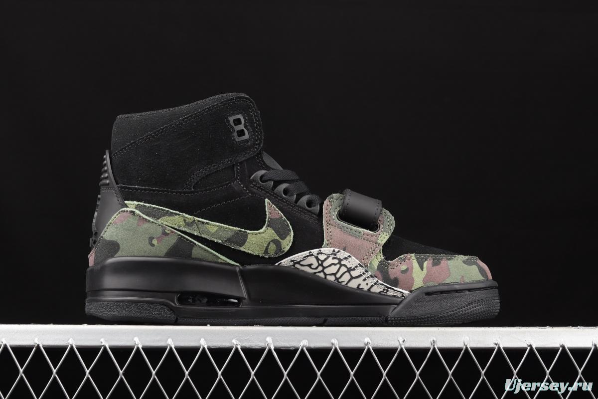 Jordan Legacy 312 black camouflage color matching Velcro three-in-one board shoes AV3922-003