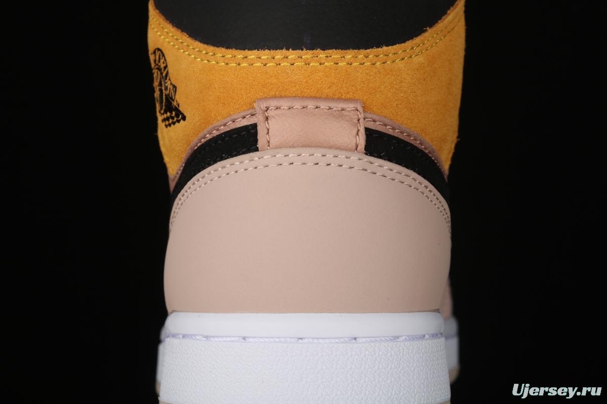 Air Jordan 1 Mid milk tea orange Zhongbang basketball shoes DD2224-200