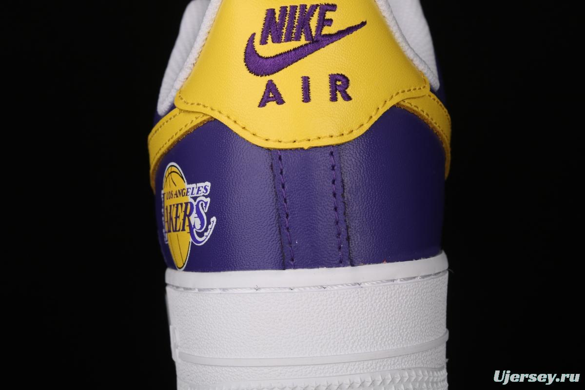 NIKE Air Force 1: 07 co-signed Kobe Bryant Lakers LA white and purple shoes with yellow color low-top casual shoes 315122-118