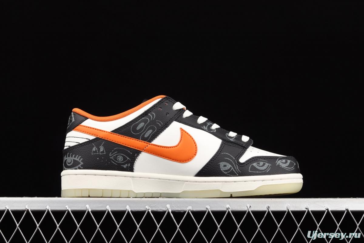 NIKE SB DUNK Low Halloween black, white and orange luminous Halloween SB rebound fashion casual board shoes DD3357-100