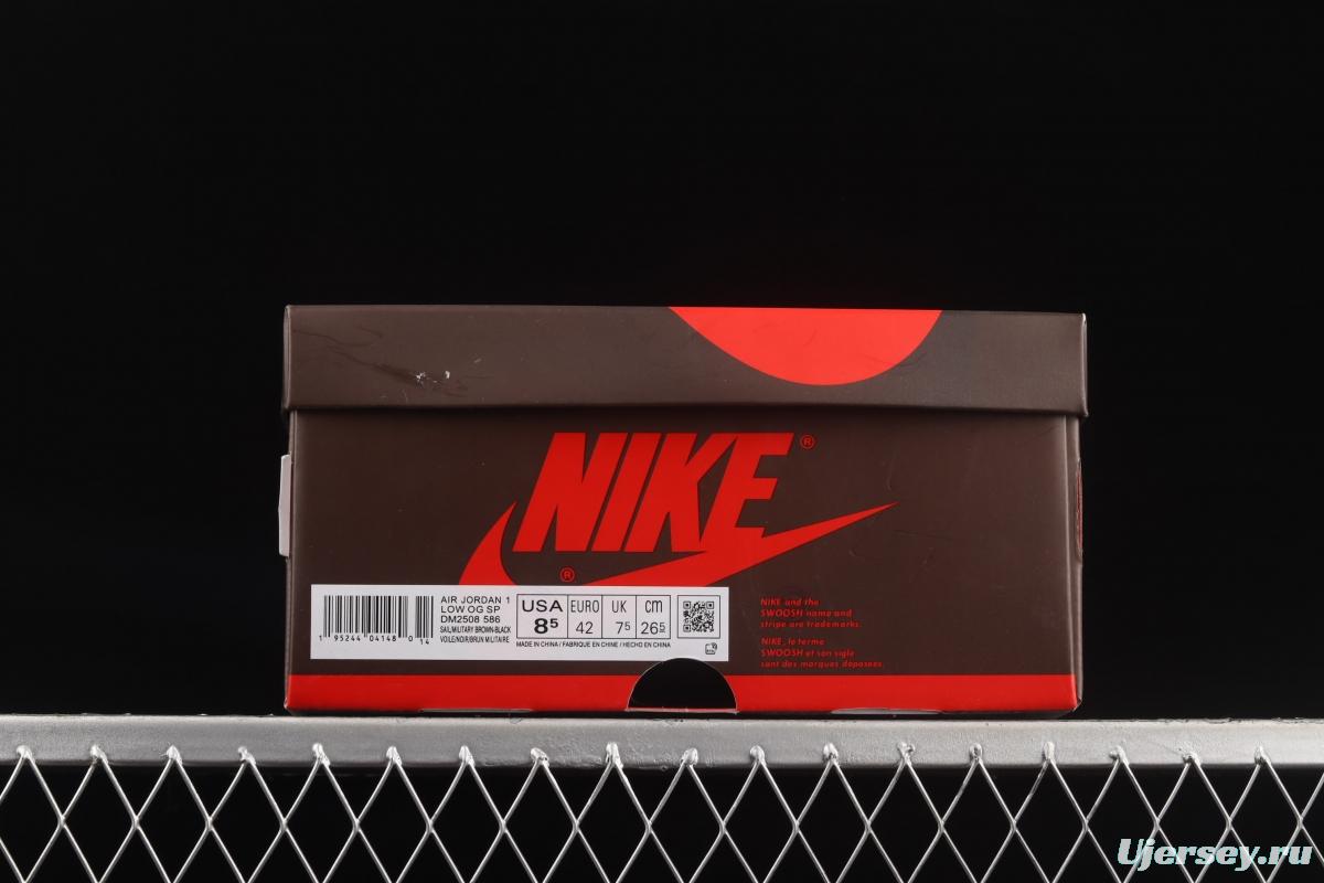 Travis Scott x Air Jordan 1 Low OG inverted white brown suede low top basketball shoes DM2508-586