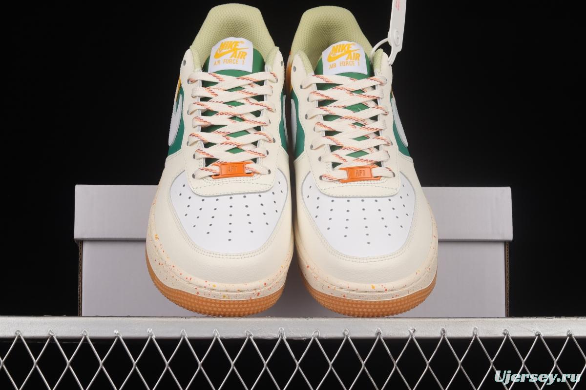 NIKE Air Force 1'07 Lx white, yellow and green color matching low-top sneakers DQ5085-111