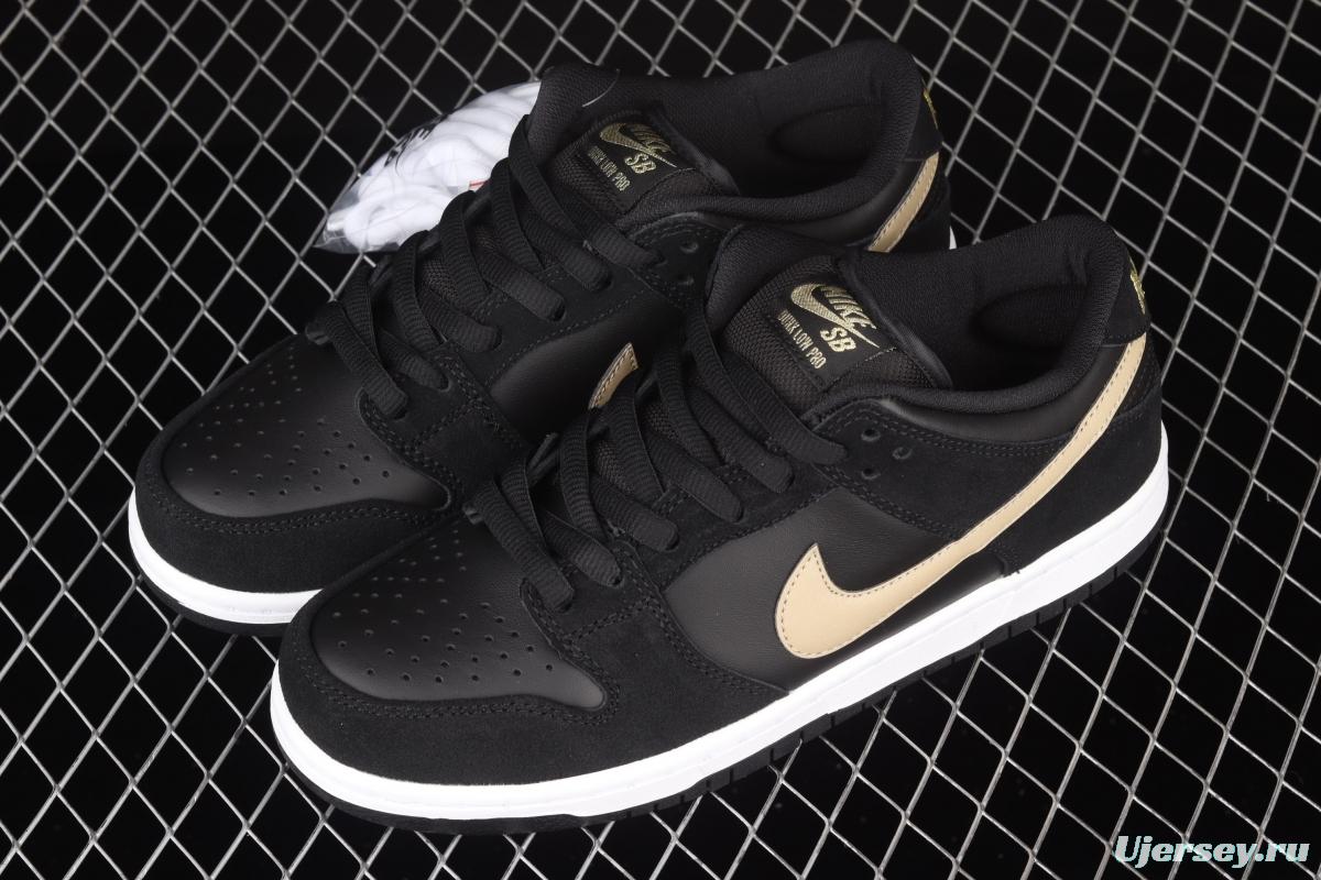 NIKE SB DUNK Low black and white gold dunk series low side leisure sports skateboard shoes BQ6817-002