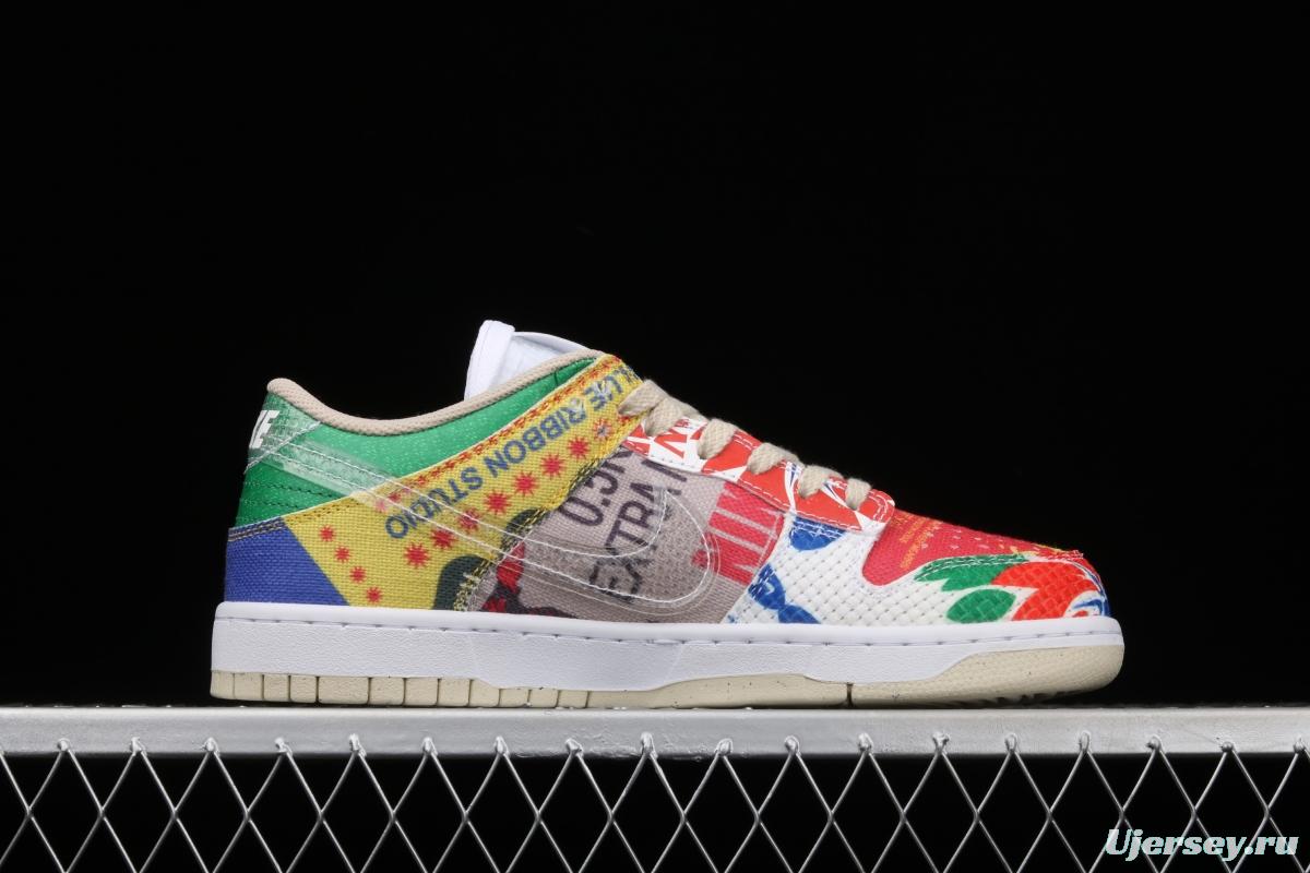 NIKE SB DUNK Low SP city supermarket jointly named color bazaar leisure skateboard shoes DA6125-900