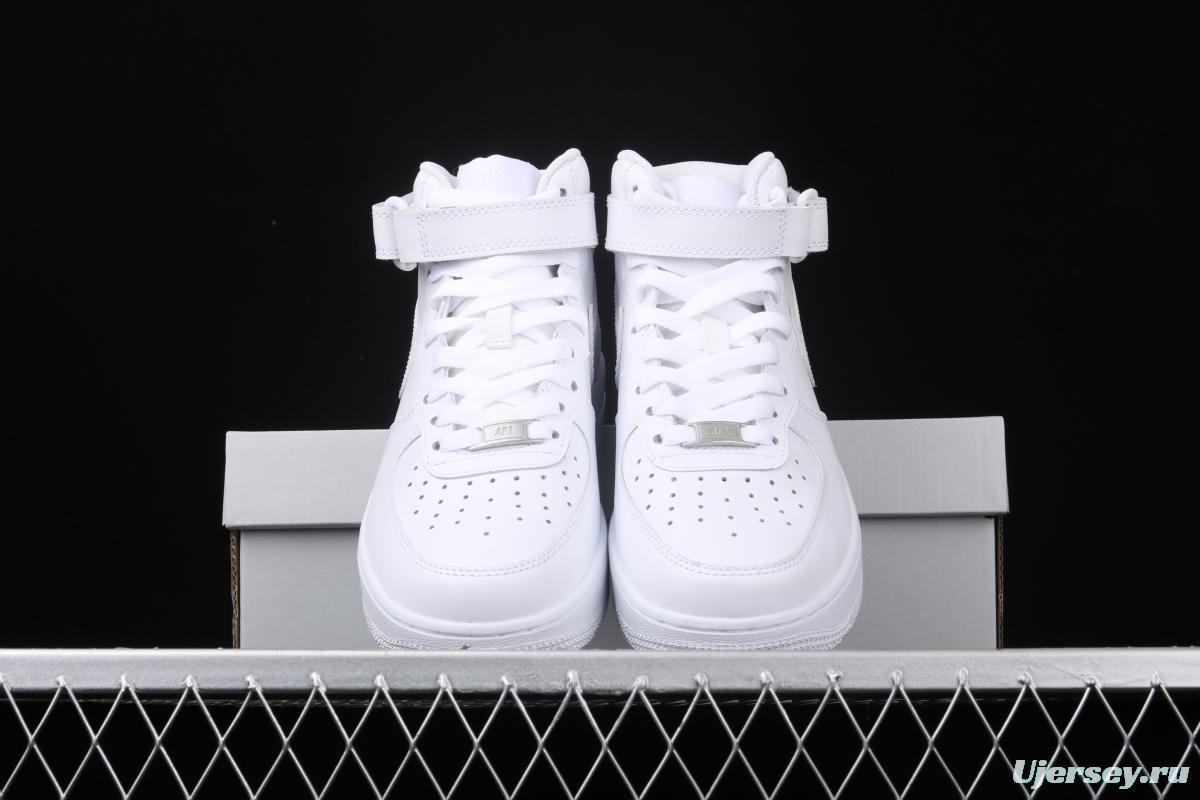 NIKE Air Force 1x 07 2019 all white medium top leisure sports board shoes 366731-100