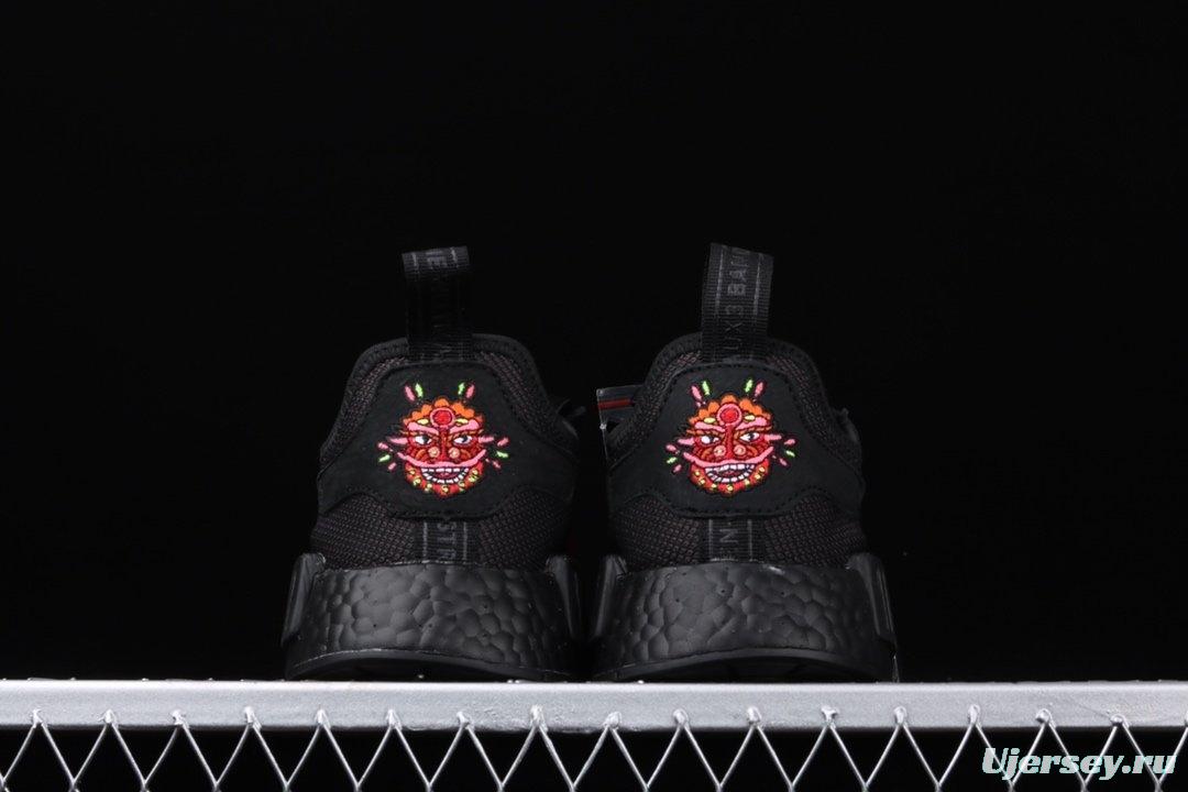Adidas NMD_R1 G27576 year of Pig Limited Lion Dance embroidered running shoes Dongguan original large granule Super soft feet