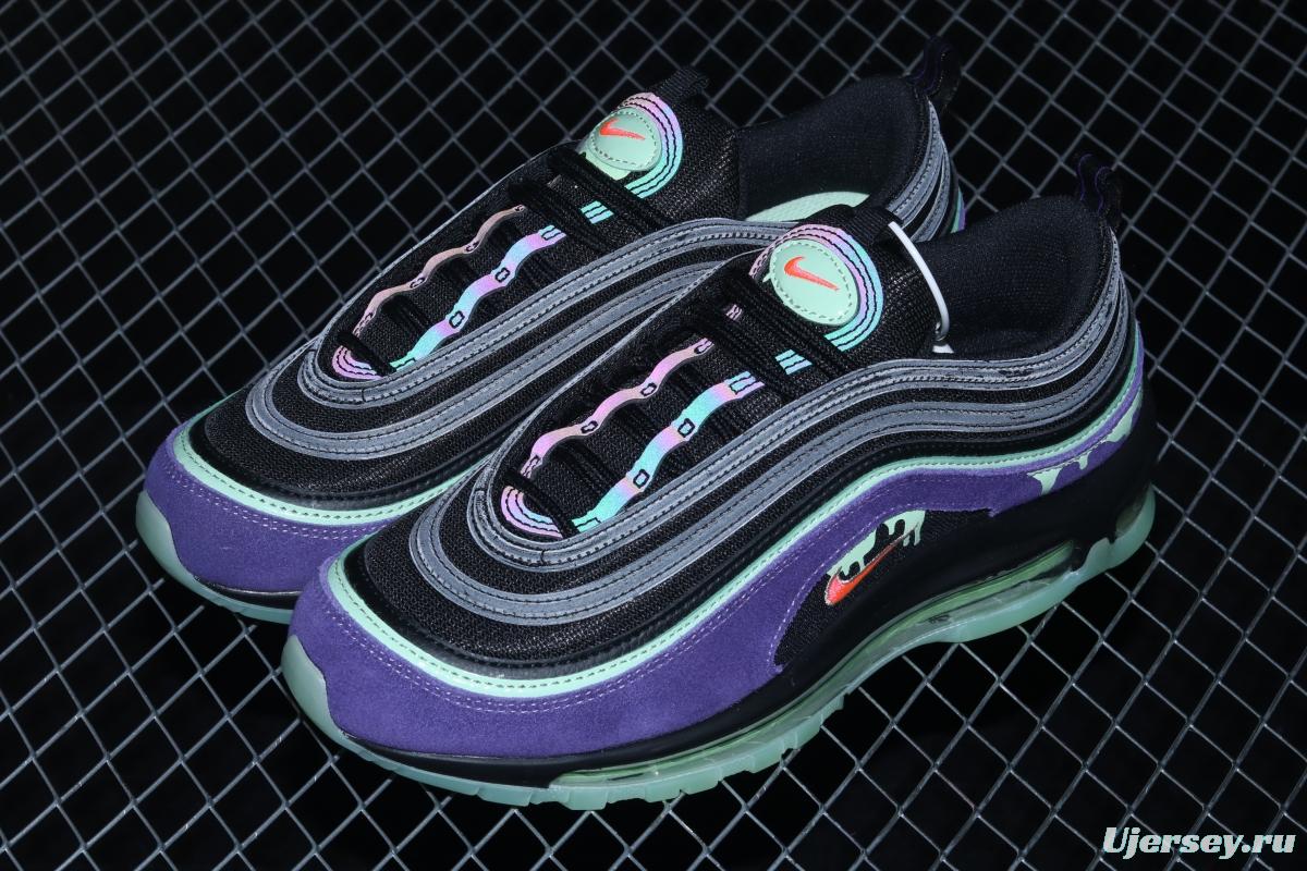 NIKE Air Max 97 Slime Halloween black and purple air cushion running shoes DC1500-001