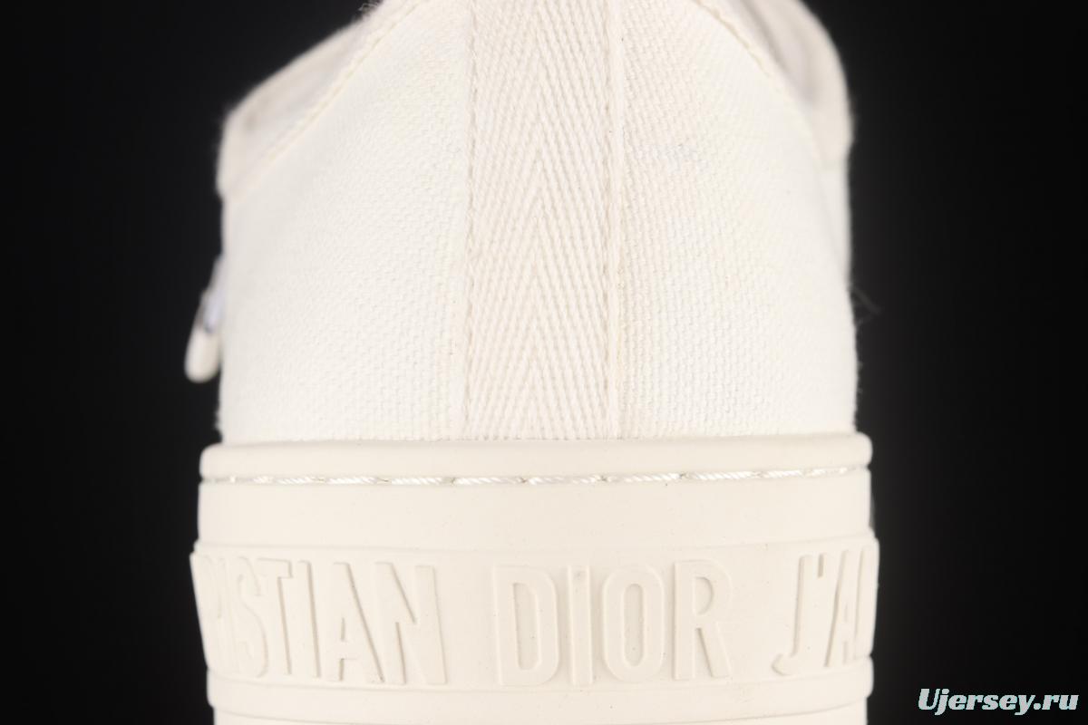 Dior Walk'n Dior 21s embroidery series 3D canvas low upper shoes KCH369STCS900White