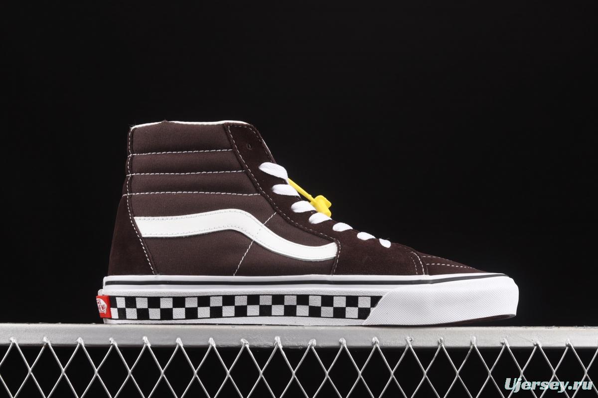 Vans SK8-Hi brown checkerboard classic series high-top casual board shoes VN0A38GEU5Z