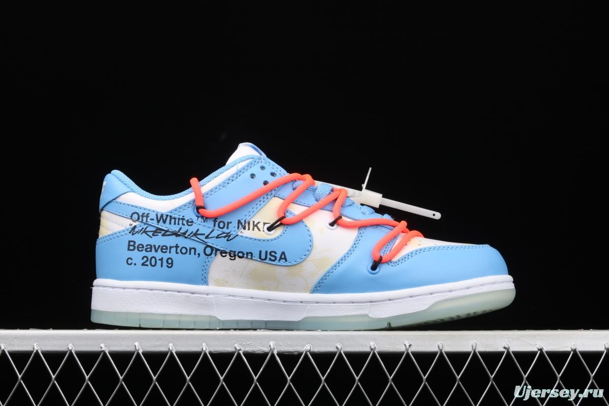 OFF-White x Futura x DUNK OW Coast joint model North Carolina blue color retro skateboard shoes DD0856-403