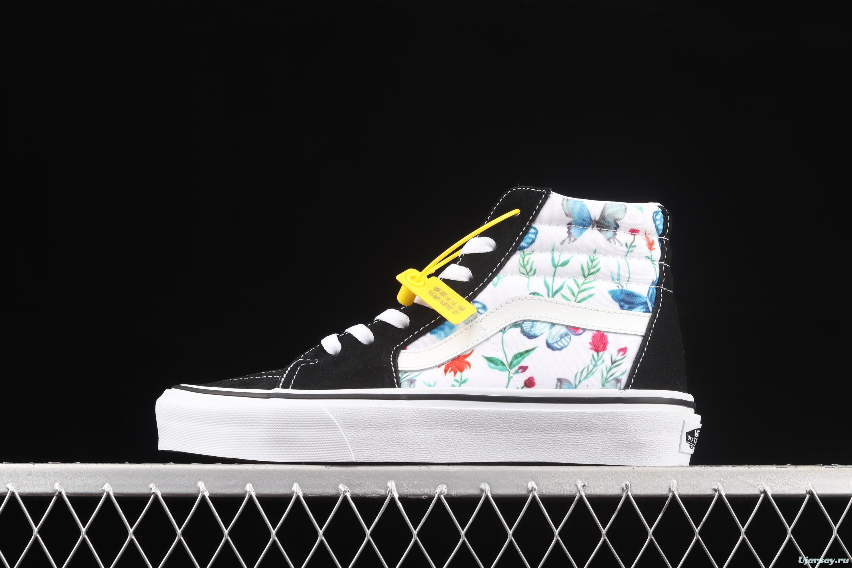 Vans Sk8-Hi butterfly pattern drawing high-top casual board shoes VN0A5HXVUCO