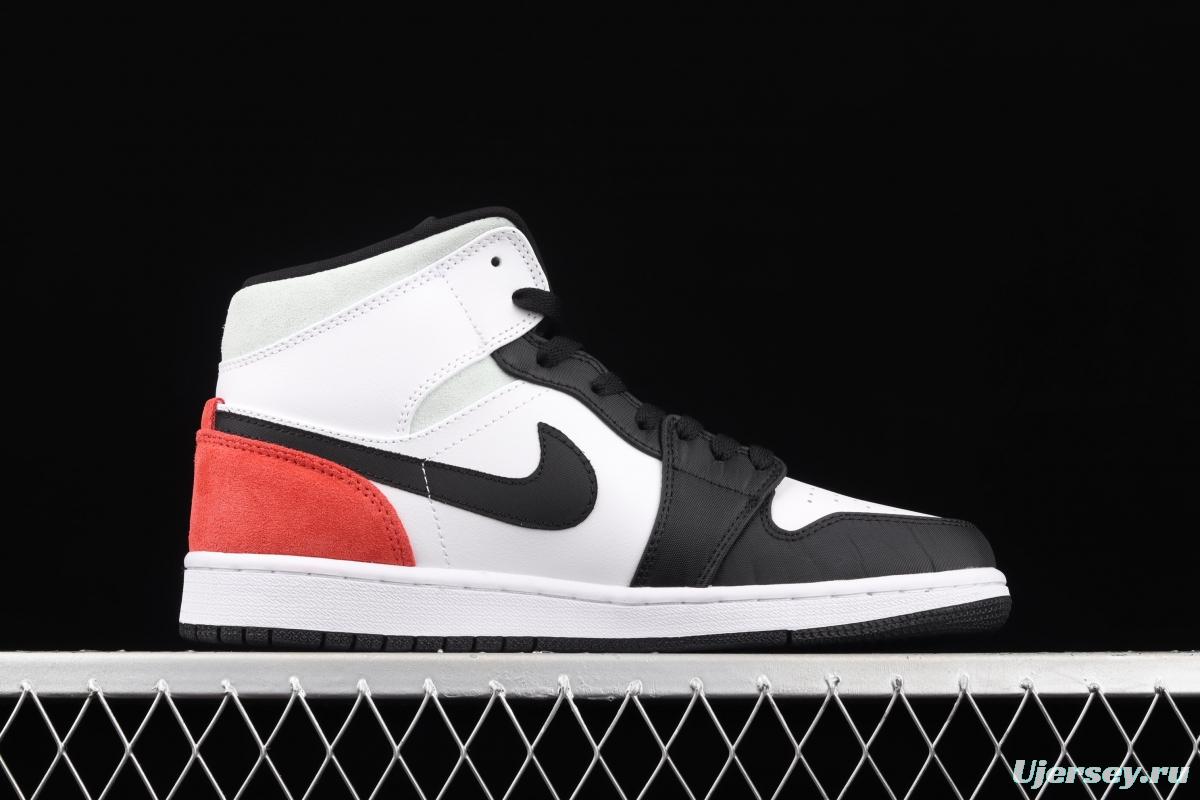 Air Jordan 1 Mid black and white black tea Zhongbang basketball shoes 852542-100