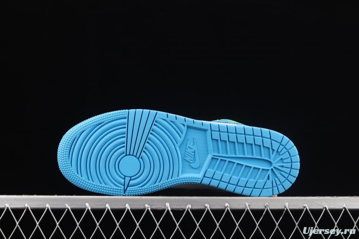 Air Jordan 1 Mid blue and green Chinese culture basketball shoes DA8010-400