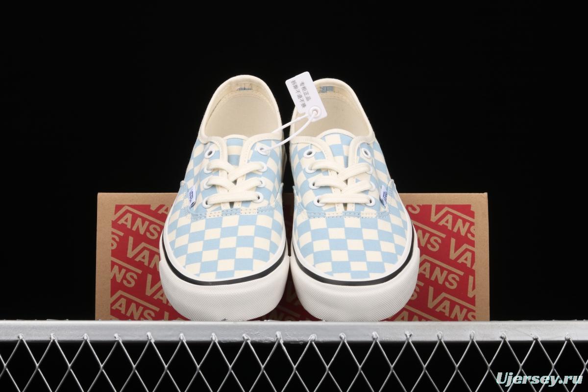 Vans Authentic 44 DX Anaheim milk blue and white checkerboard plaid low upper canvas shoes VN0A54F241J