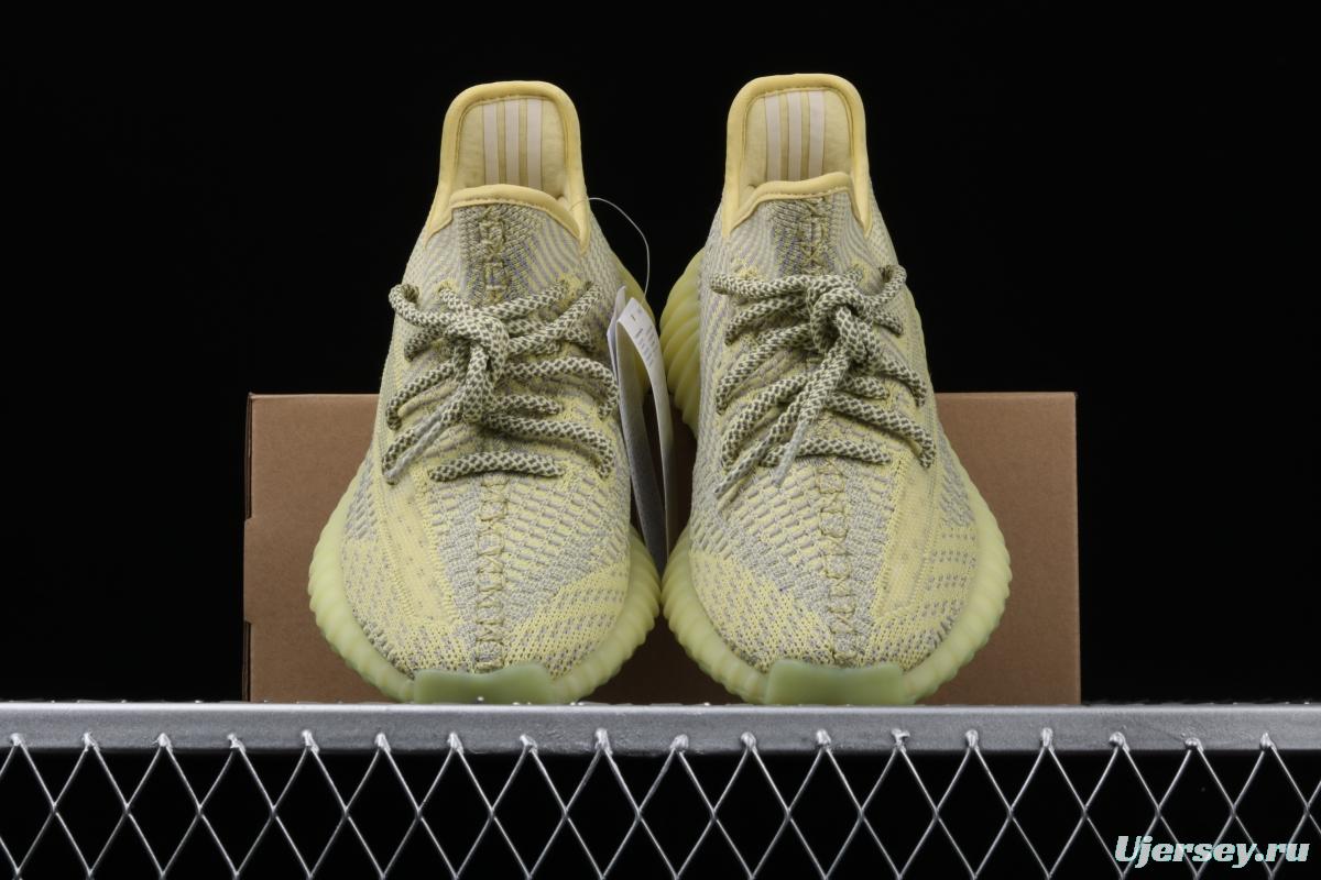 Adidas Yeezy 350 Boost V2 FQ9009 das coconut 350 second generation hollowed-out lemon yellow color matching