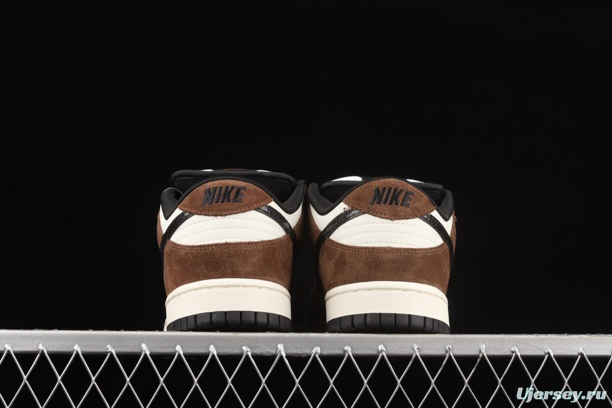 NIKE SB DUNK Low Pro Trail End Brown turn hair brown, white and black snake pattern dunk series low side leisure sports skateboard shoes 304292-102