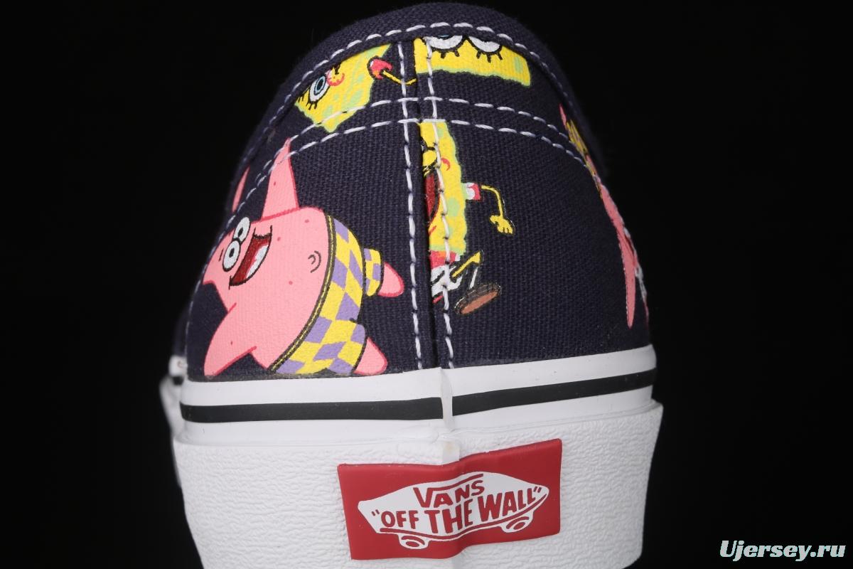 SpongeBob x Vans Comfycush Authentic 2021 joint color printing cartoon customized low-side vulcanized canvas leisure sports board shoes VN0A3WM7YZ1