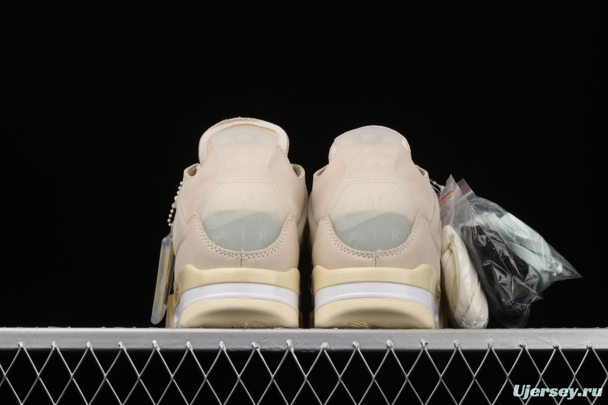 OFF-White x Air Jordan 4 Retro Cream/Sail help retro leisure sports culture basketball shoes CV9388-100