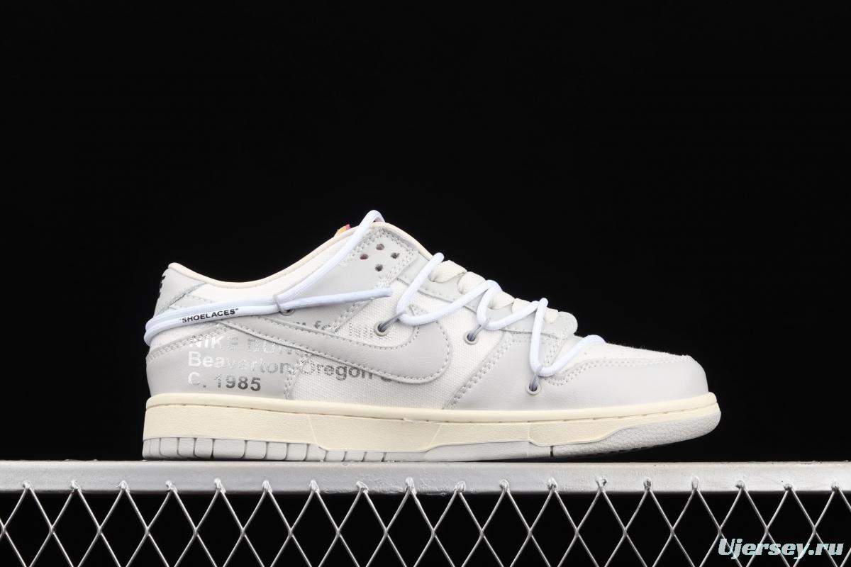 OFF-White x NIKE DUNK Low 04 of 50 OW white gray leisure sports skateboard shoes DM1602-118