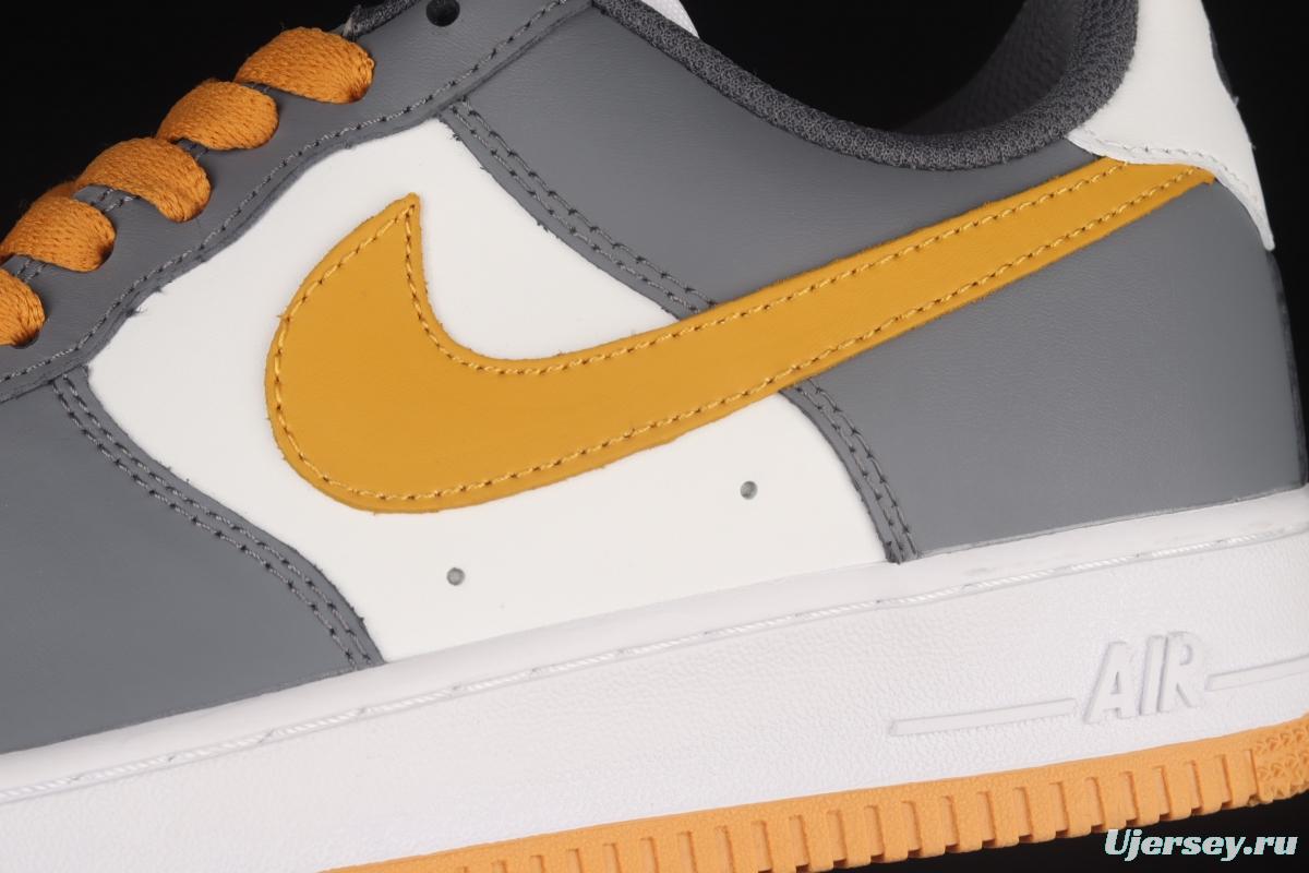 NIKE Air Force 11007 Low white, gray and yellow color low-top casual board shoes CW2288-110,