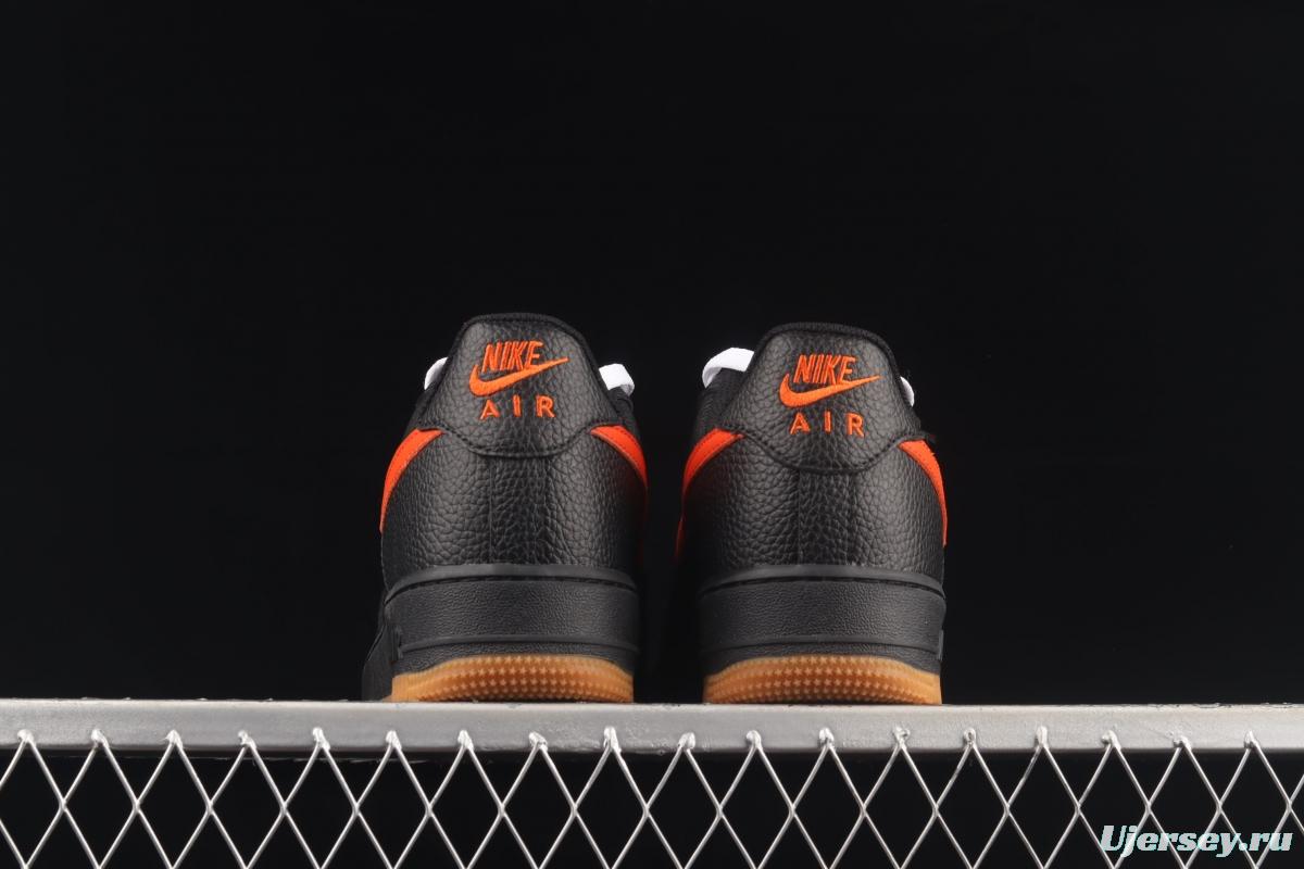 NIKE Air Force 1y07 Low raw rubber black and red litchi pattern low-top casual board shoes AA4082-001