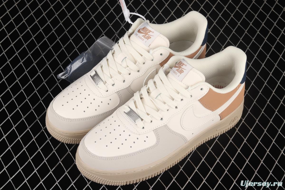 NIKE Air Force 1107Low white brown low-top casual board shoes BS8871-107,