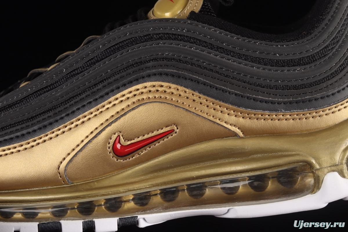 NIKE Air Max 97 SE bullet black gold matching air cushion running shoes AQ4137-200