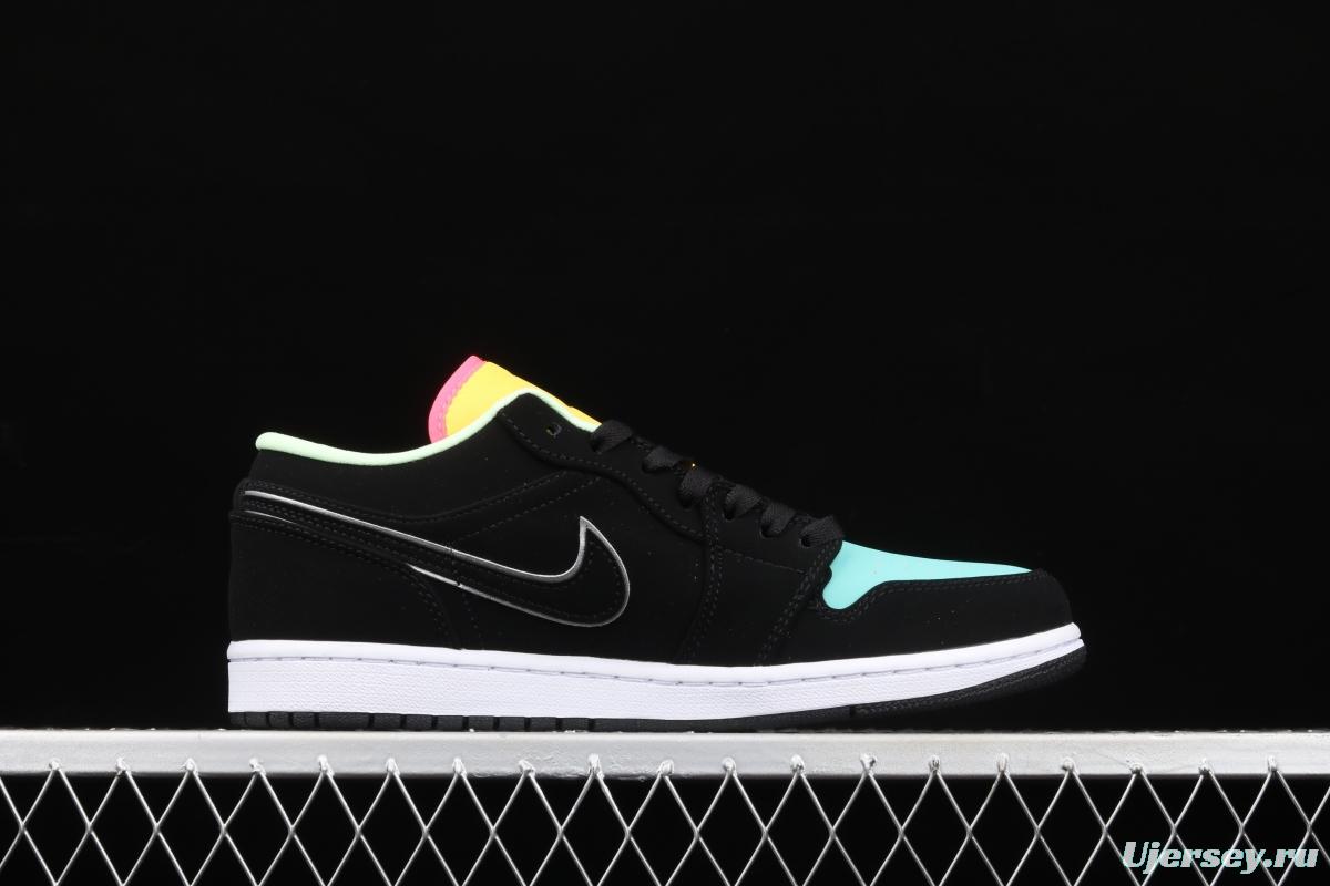 Air Jordan 1 Low Black Blue Yellow Tiffany CK3022-013