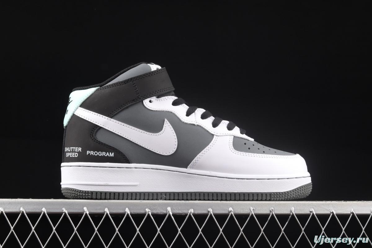 NIKE Air Force 1x 07 Mid Camcorder black-and-white gray camera with casual board shoes CN6863-502