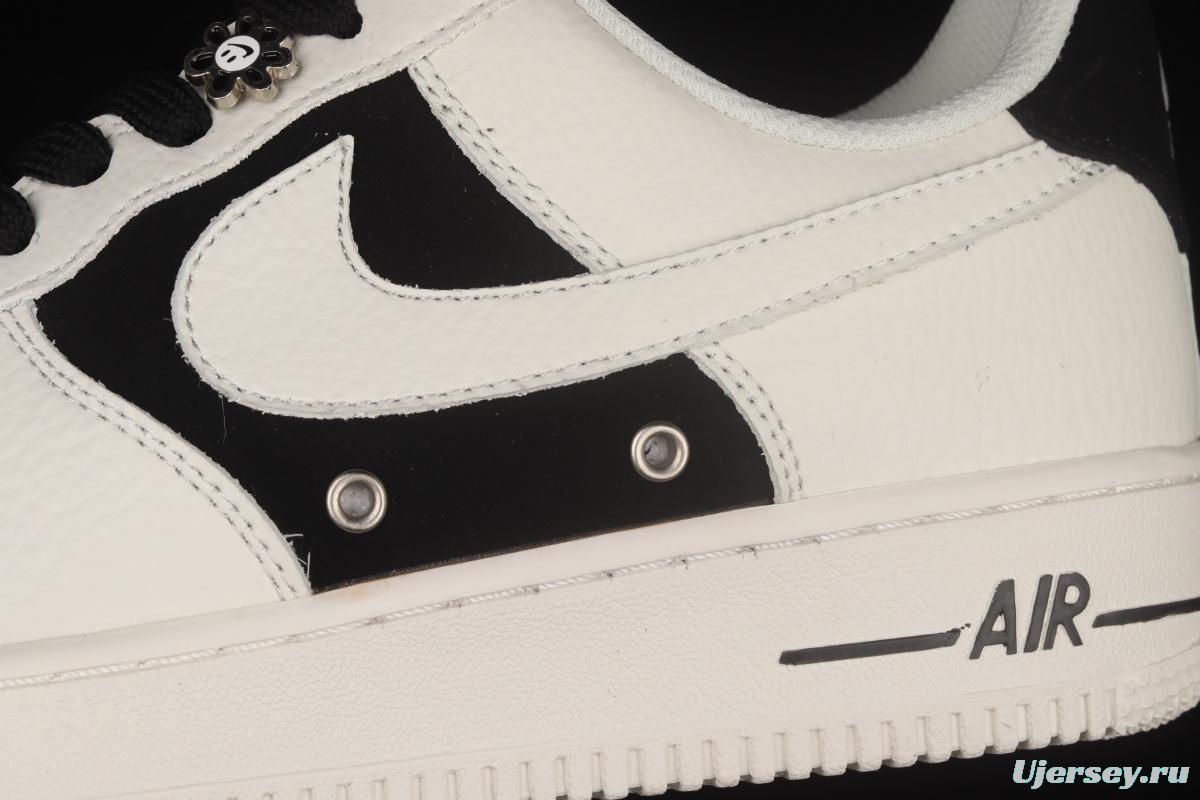 NIKE Air Force 1o07 Low black silver buckle low-top casual board shoes DD8571-013