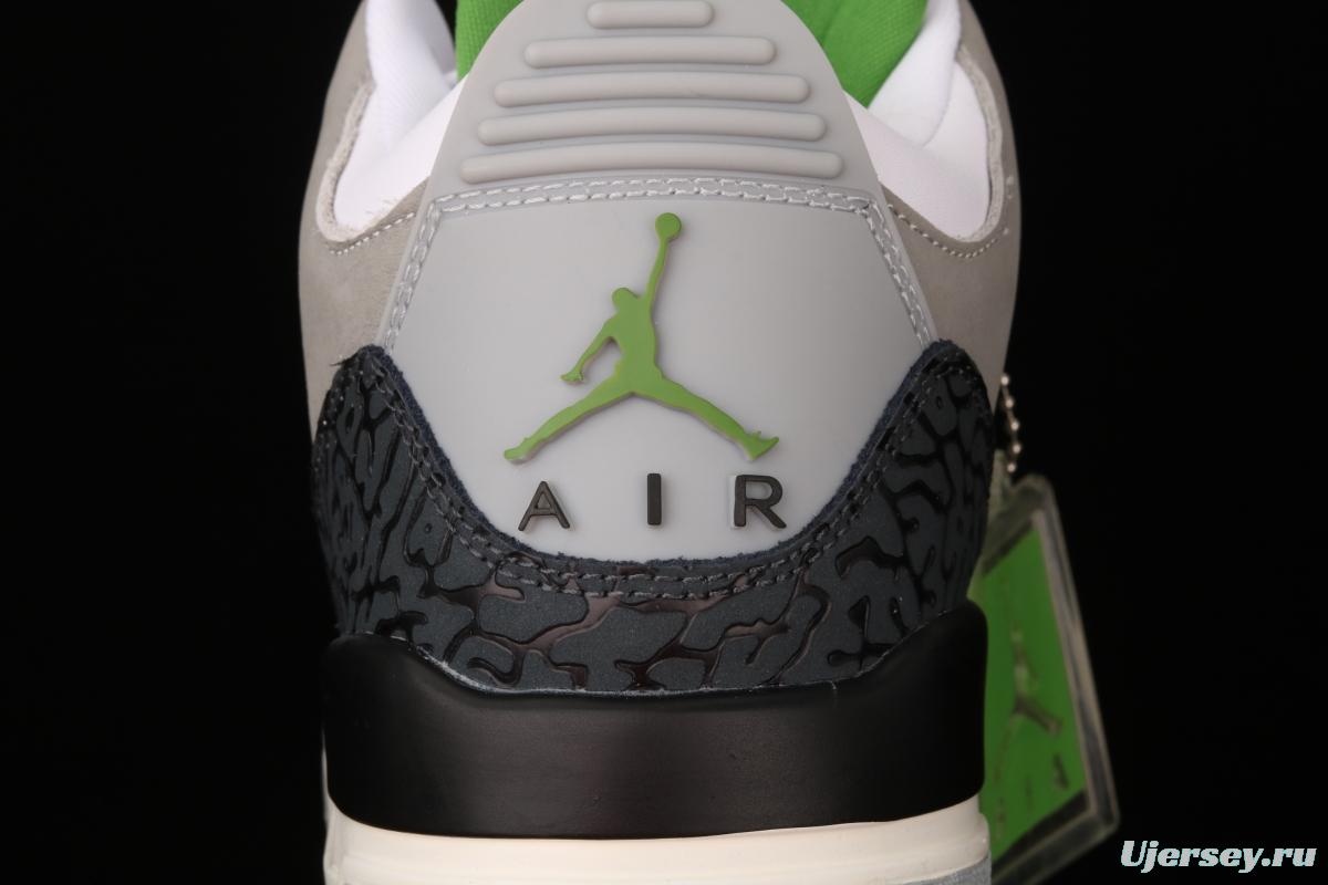 Air Jordan 3 Retro Chlorophyll AJ3 Joe 3 chlorophyll Gray Green manuscript 136064-006