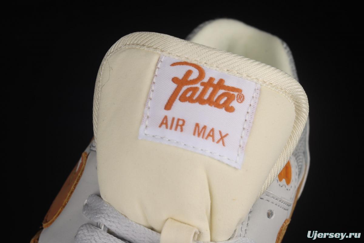 Patta x Nike Air Max 1 joint style suede spliced half-palm air cushion vintage running shoes DH1348-001