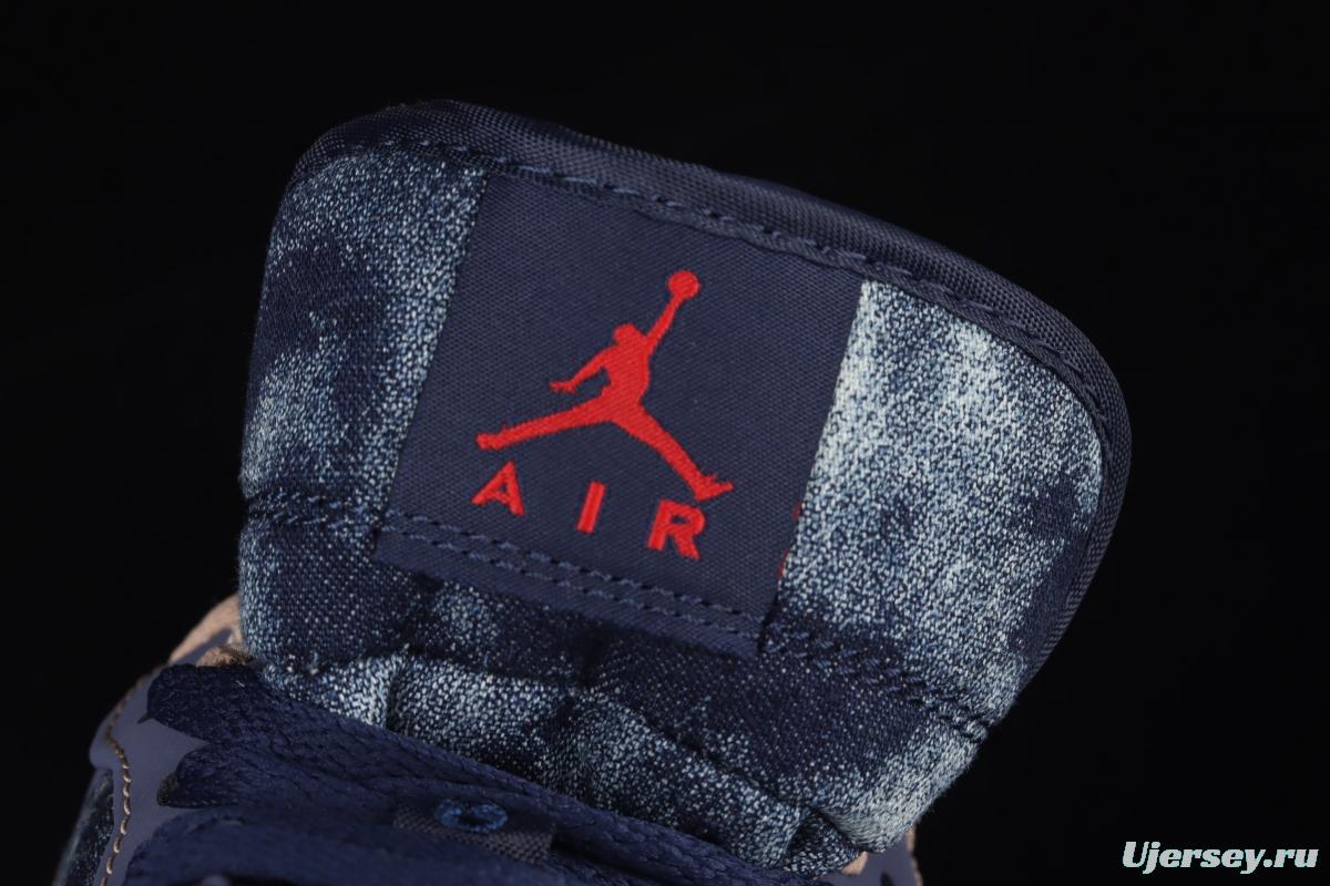 Air Jordan 1 Low dark blue denim low side culture leisure sports shoes DH1259-400