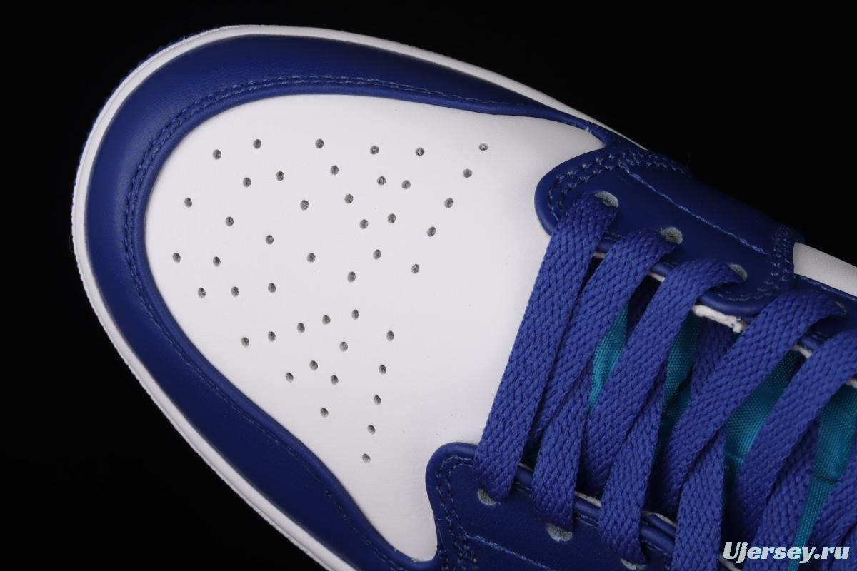 Air Jordan 1 Mid geometrical white and blue Zhongbang basketball shoes 555112-105