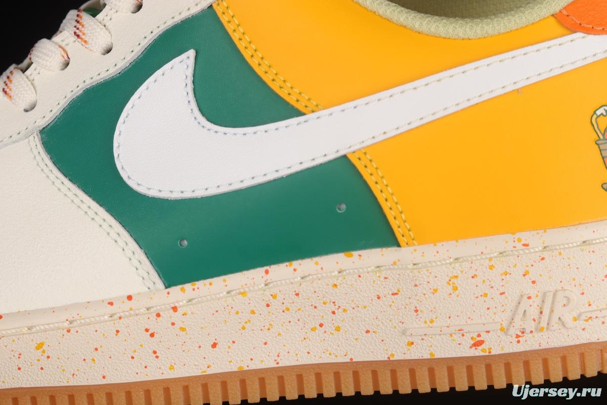 NIKE Air Force 1'07 Lx white, yellow and green color matching low-top sneakers DQ5085-111