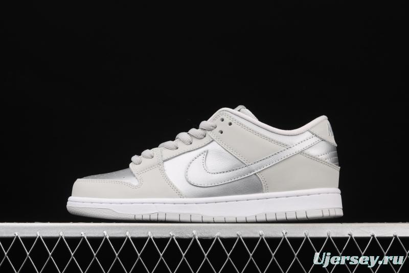 NIKE SB DUNK Low gray and silver color matching front layer casual skateboard shoes 854866-029