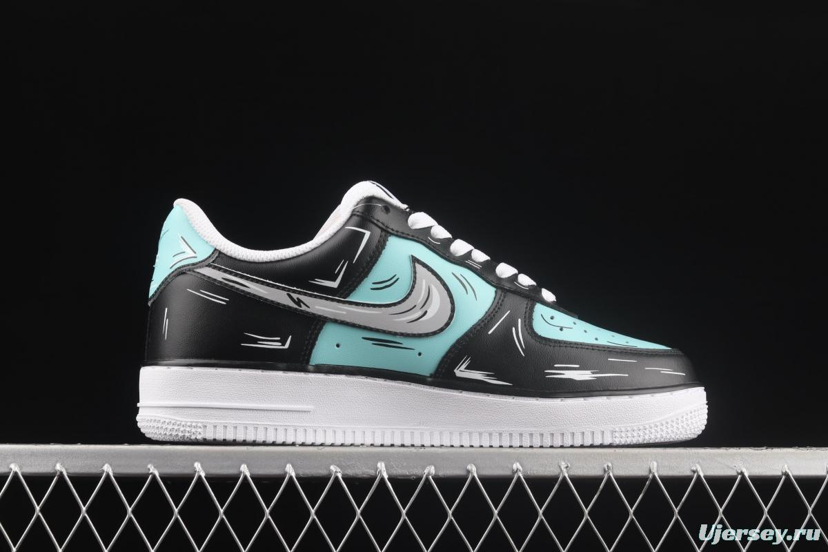 NIKE Air Force 11607 Low two-dimensional theme black diamond color matching low-top casual board shoes CW2288-215