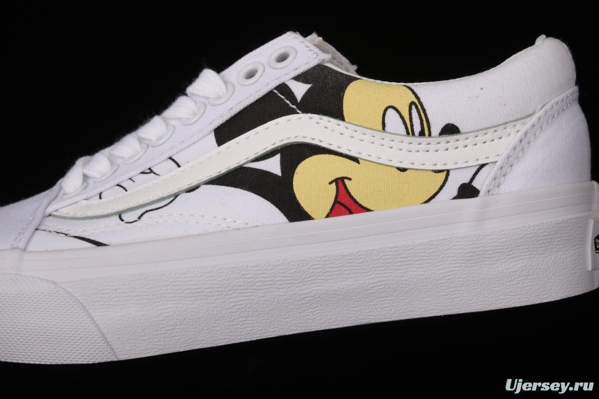 Vans Old Skool x Disney customized Mickey Mouse printed minimalist style low-top shoes VN000D3HY28