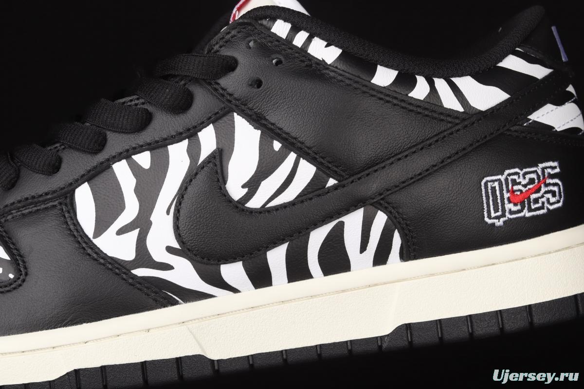 Quartersnacks x NIKE SB DUNK Zebra black and white zebra stripes joint style low-side sports and leisure board shoes DM3510-001