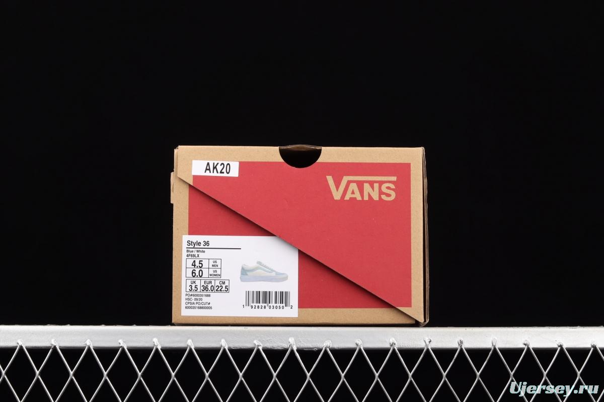 Vans Style 36 Milk Blue side striped low-top casual board shoes 4F69LX